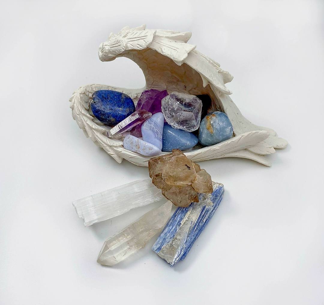 NEW MEDITATION CRYSTAL STONE HEALING SET ( 14 Stones ), SPIRIT GUIDE Connect With Your Guardian Angels Crystal Set