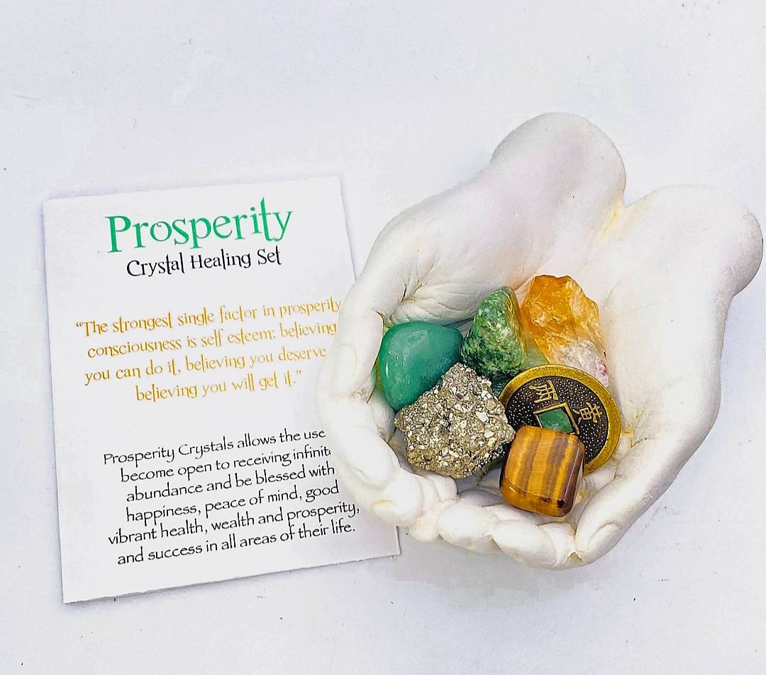 NEW MEDITATION CRYSTAL STONE HEALING SET ( 6 Stones ), PROSPERITY - “The strongest single factor in prosperity consciousness is self esteem "
