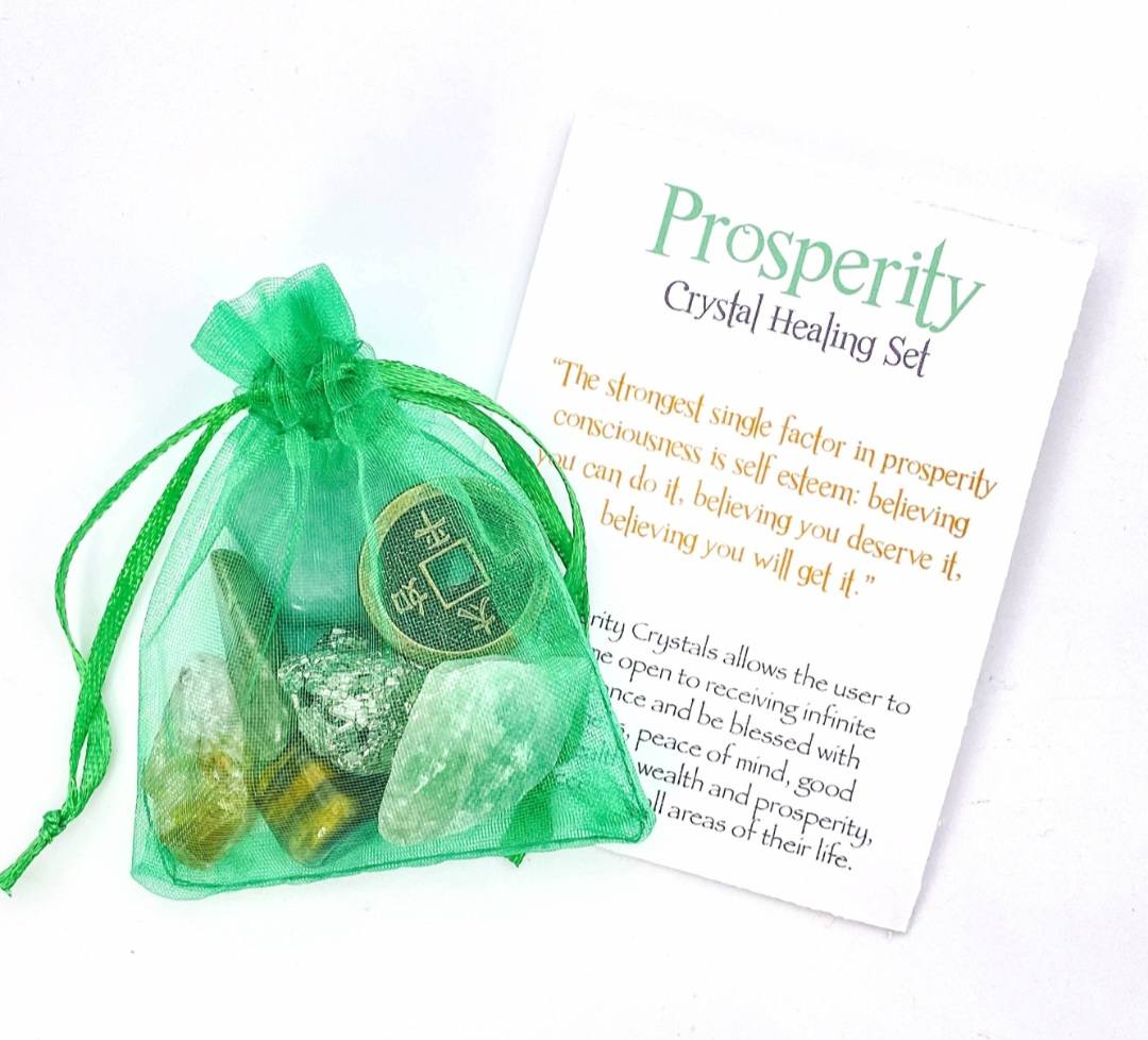 NEW MEDITATION CRYSTAL STONE HEALING SET ( 6 Stones ), PROSPERITY - “The strongest single factor in prosperity consciousness is self esteem "
