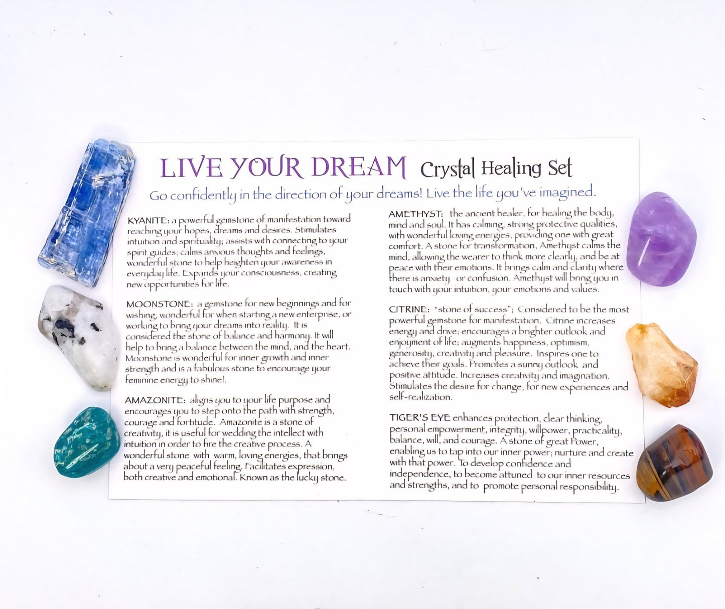 NEW MEDITATION CRYSTAL STONE HEALING SET ( 6 Stones ), LIVE YOUR DREAM "Go confidently in the direction of your dreams! Live the life you’ve imagined."