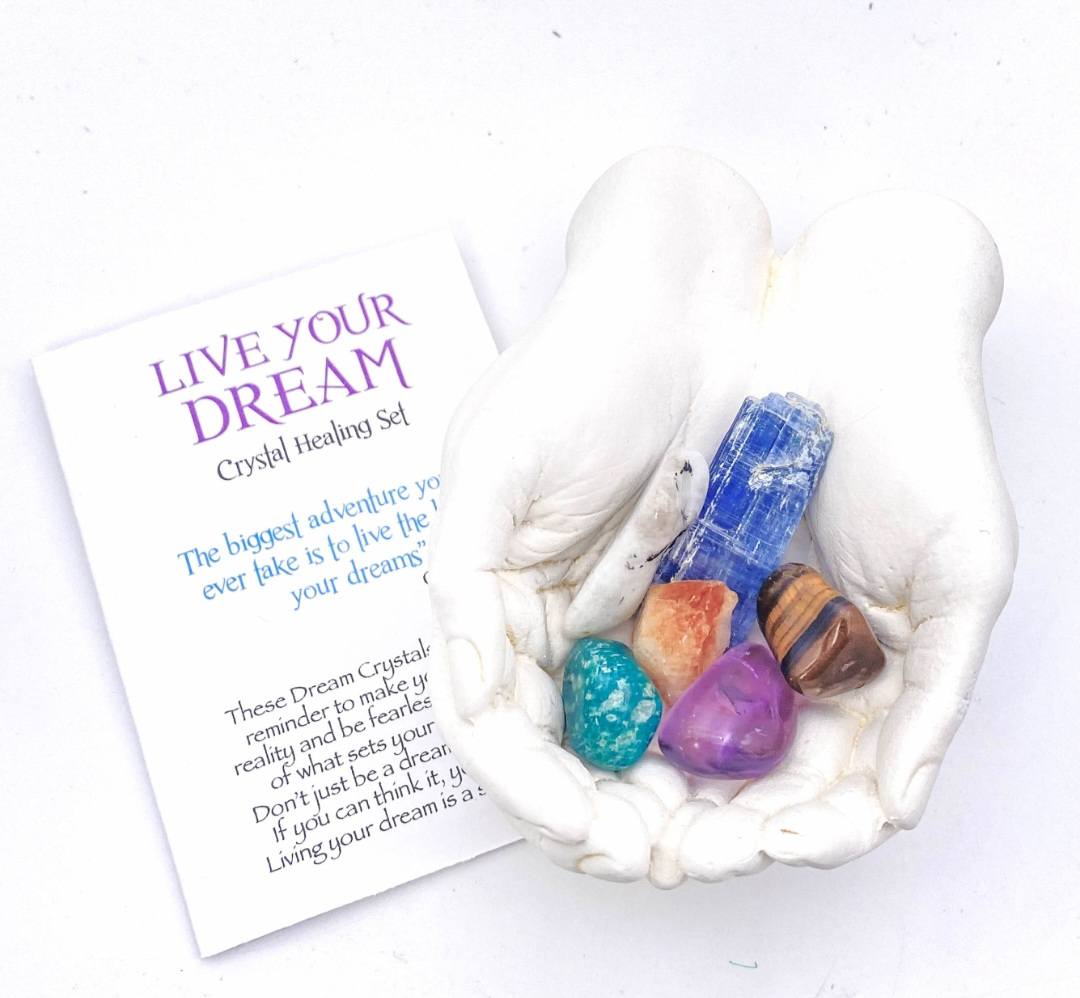 NEW MEDITATION CRYSTAL STONE HEALING SET ( 6 Stones ), LIVE YOUR DREAM "Go confidently in the direction of your dreams! Live the life you’ve imagined."