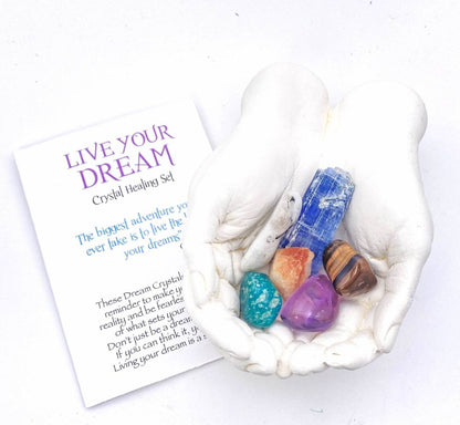 NEW MEDITATION CRYSTAL STONE HEALING SET ( 6 Stones ), LIVE YOUR DREAM "Go confidently in the direction of your dreams! Live the life you’ve imagined."