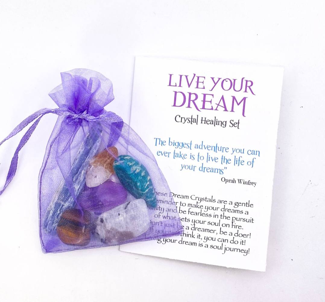 NEW MEDITATION CRYSTAL STONE HEALING SET ( 6 Stones ), LIVE YOUR DREAM "Go confidently in the direction of your dreams! Live the life you’ve imagined."