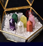 Large Crystal Glassbox med 7 TÅrnkrystall, 50 - 70mm