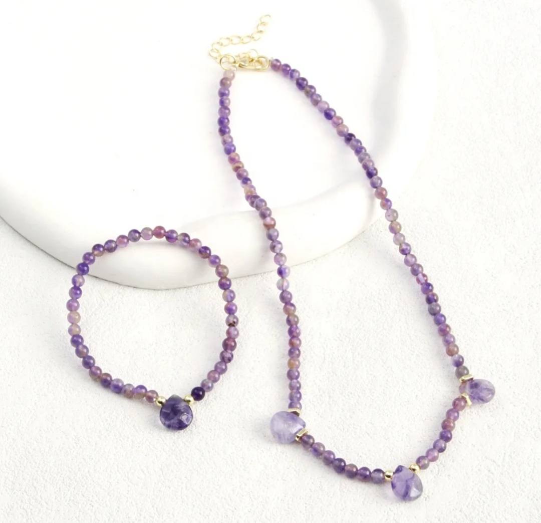 Nye Natural Stone Kjede + Armbånd fra MICCI DESIGN, Ametyst + Decor