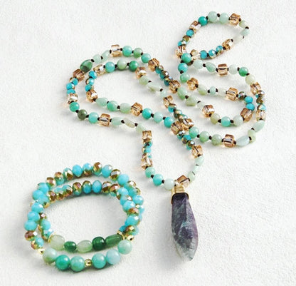 Nye Natural Stone Kjede + Armbånd fra MICCI DESIGN, Aqua Blue + Decor