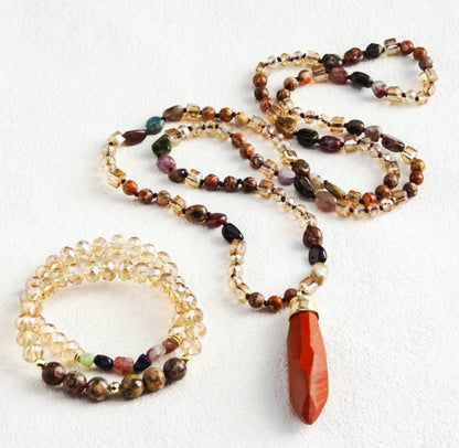 Nye Natural Stone Kjede + Armbånd fra MICCI DESIGN, RED JASPER Stone + Decor&nbsp;