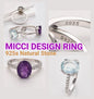 MICCI Design Ring, Natural Stone - Oval ROSE QUARTZ m/ Zirkoner - 925s Silver