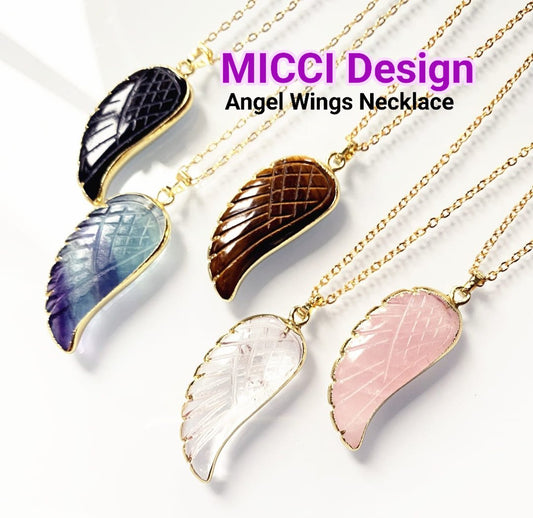 Nye MiCCI Design Angel Wings Necklace., Gold Electroplated - 5 stentyper