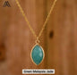 Nytt MICCI Design Oval Stone Kjede, 18K Goldplated, Green Malaysia Jade