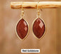 Nye MICCI DESIGN natural Red Goldstone Øredobber, 30mm Gold Electroplated