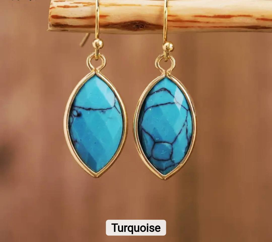 Nye MICCI DESIGN natural Turquise Øredobber, 30mm Gold Electroplated