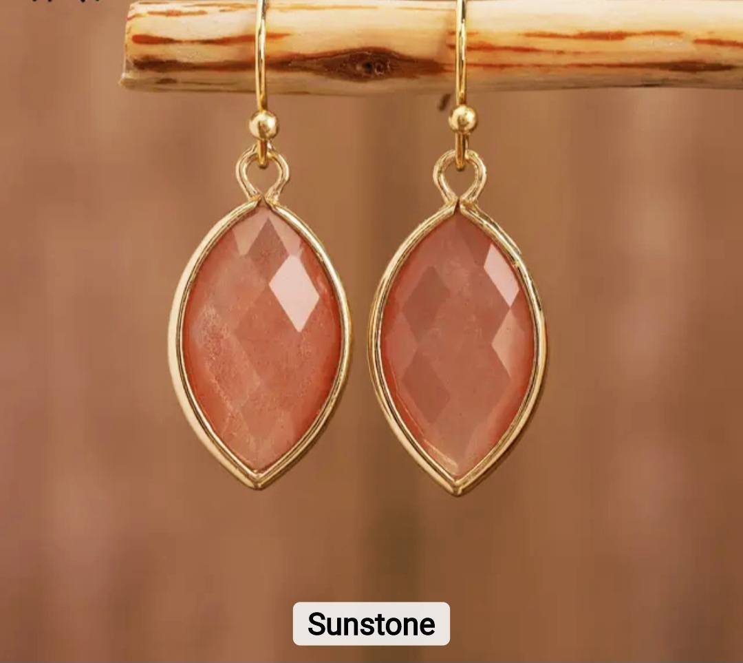 Nye MICCI DESIGN natural Red Sunstone Øredobber, 30mm Gold Electroplated