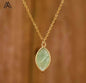 Nytt MICCI Design Oval Stone Kjede, 18K Goldplated, Green Fluorite