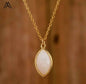 Nytt MICCI Design Oval Stone Kjede, 18K Goldplated, Moonstone