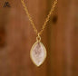 Nytt MICCI Design Oval Stone Kjede, 18K Goldplated, Clear Quartz