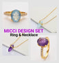 Nye MICCI DESIGN 18K Goldplated - 925s Ring og Kjedesett med natural stones