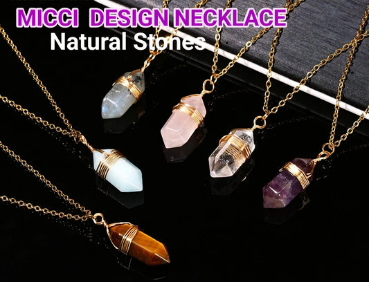 Nye MICCI DESIGN 18K Goldplated dobbelterminert Point Anheng, 8 stentyper