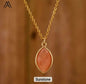 Nytt MICCI Design Oval Stone Kjede, 18K Goldplated, Sunstone