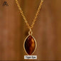 Nytt MICCI Design Oval Stone Kjede, 18K Goldplated, Tigereye
