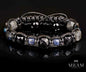 New Design / Trendy og Exclusivt Shambhala ArmbÅnd, Sapphire, Turmaline Cube Flat beads . Labradorite , Kyanite -