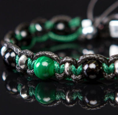 KAMPANJE / Trendy og Exclusivt Shambhala ArmbÅnd, Malachite & Black Turmaline  Stone Design, unisex og justerbare