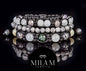 KAMPANJE / Trendy og Exclusivt Shambhala ArmbÅnd, Triple Stone Design med Moonstone * Seraphinite * Onyx * Gray Jasper