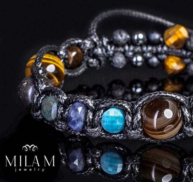 Trendy og Exclusivt Shambhala ArmbÅnd , Sapphire, Onyx, Opal, Apatite, Tigereye, unisex og justerbare.