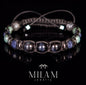 Trendy og Exclusivt Shambhala ArmbÅnd, Raw Sapphire, Blue Tigereye, African Emerald, Hematite Unisex og justerbare