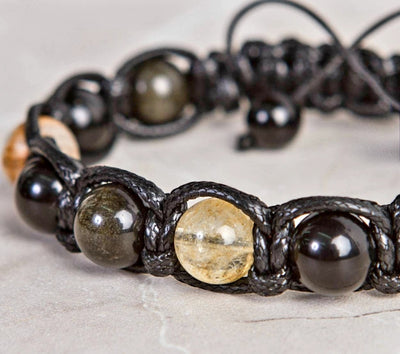 MÅNEDENS UTVALGTE /Trendy og Exclusivt Shambhala ArmbÅnd , Citrine, Golden Obsidian og Marble Onyx, unisex og justerbare