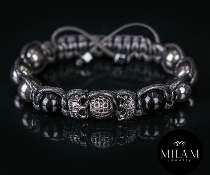 MÅNEDENS UTVALGTE / Trendy og Exclusivt Shambhala Armbånd , Black Men & Woman 's Bracelet Crown Cz Diamond Jewelry Onyx Hematite & Black Elegant Bracelet