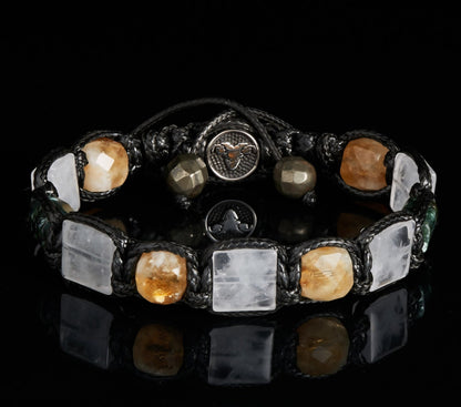 New 2025 Design / Trendy og Exclusivt Shambhala Armbånd,&nbsp; Pyrite Abundance Bracelet – Zodiac Protection Talisman with Citrine, Quartz Seraphinite, Power, Abudance, Protection, High Vibrations
