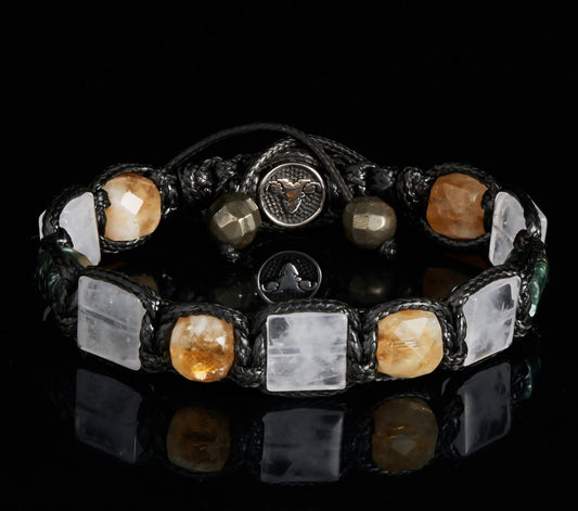 New 2025 Design / Trendy og Exclusivt Shambhala Armbånd,&nbsp; Pyrite Abundance Bracelet – Zodiac Protection Talisman with Citrine, Quartz Seraphinite, Power, Abudance, Protection, High Vibrations