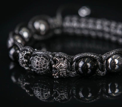 MÅNEDENS UTVALGTE / Trendy og Exclusivt Shambhala Armbånd , Black Men & Woman 's Bracelet Crown Cz Diamond Jewelry Onyx Hematite & Black Elegant Bracelet
