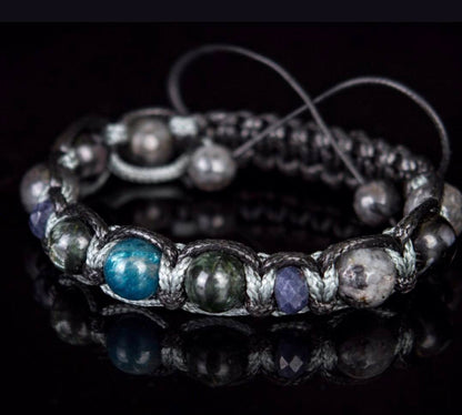 New 2025 Design / Trendy og Exclusivt Shambhala Armbånd - Men & Woman bracelet w/Apatite, Sodalite, seraphinite, black moonstone