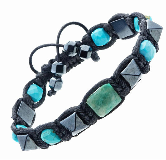 New 2025 Design / Trendy og Exclusivt Shambhala Armbånd, Natural Amazonite, Turquoise Hematite Bracelet – Strength Protection