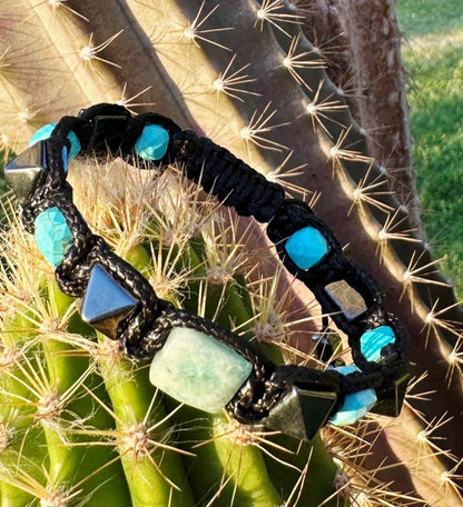 New 2025 Design / Trendy og Exclusivt Shambhala Armbånd, Natural Amazonite, Turquoise Hematite Bracelet – Strength Protection