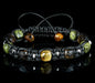 New 2025 Design / Trendy og Exclusivt Shambhala Armbånd, Yellow Citrine Cube, Smoky Quartz, Serpentine, Tiger eye Stones • Silver Details • Wealth &amp; Protection Unisex - Justerbare