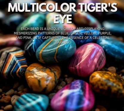 Nye Multicolor Tiger Eye armbånd, 8mm kuler - fleksible - unisex..