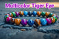 Nye Multicolor Tiger Eye armbånd, 8mm kuler - fleksible - unisex..