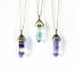 Vakre, Fluorite Rainbow Pendelanheng ca. 40x10mm m/kjede, Goldplated