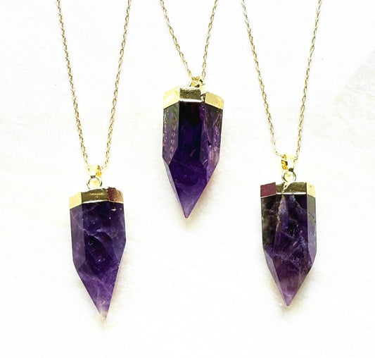 Nye, dobbelt terminert Golden Healer Quartz anheng med kjede , Gold Electroplated