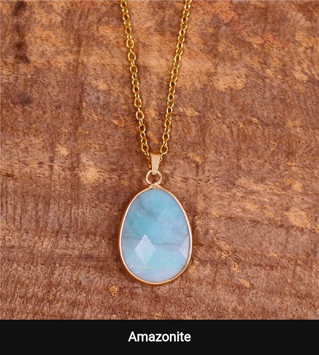 Nye MICCI Design Kjede med 23x17mm Oval Amazonite Anheng , Gold Electroplated
