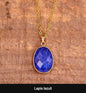 Nye MICCI Design Kjede med 23x17mm Oval Lapis Lazuli Anheng , Gold Electroplated