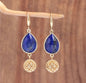 Elegante BOHEMIAN øredobber i Tear Drop Design m/krok, Goldplated - Lapis Lazuli