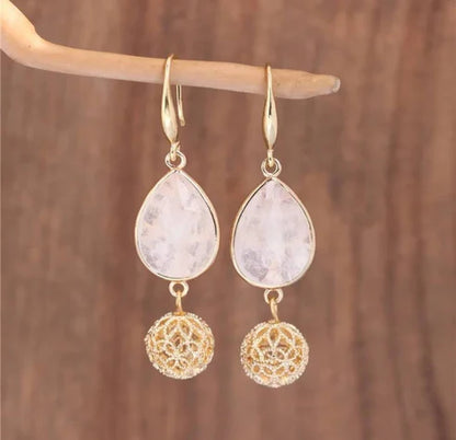 Summersale / Vakkert Rose Quartz Smykkesett ( Kjede, 925s Ring m/zirkoner, Øredobber )