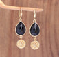 Elegante BOHEMIAN øredobber i Tear Drop Design m/krok, Goldplated - Black Onyx
