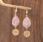 Elegante BOHEMIAN øredobber i Tear Drop Design m/krok, Goldplated - Rose Quartz