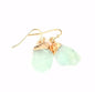 Elegante og enkle øredobber i Ice Cube Drop Design m/krok, Goldplated - RAW GREEN FLUORITE, Small Size