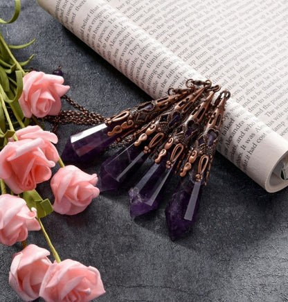 Nye, hÅndlagede pendler i Indisk Design, Ametyst, 80mm